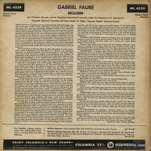 LES CHANTEURS DE LYON faure; requiem ML4529