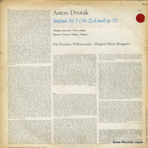 BONGARTZ, HEINZ dvorak; sinfonie nr.7 (nr.2) d-moll op.70 E91328