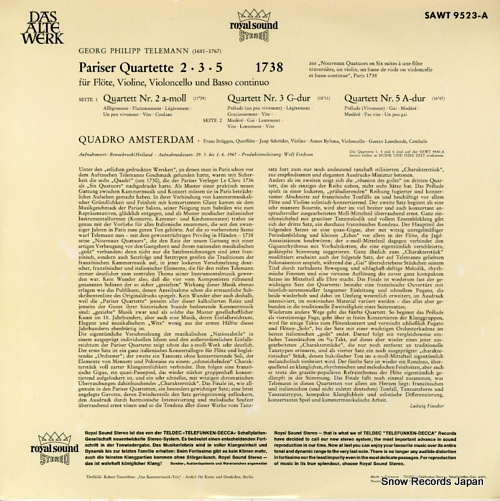 QUADRO AMSTERDAM telemann; paris quartets nos.2.3.5 SAWT9523-A