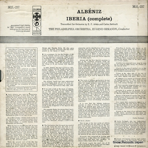 ORMANDY, EUGENE albeniz; iberia (complete) M2L-237