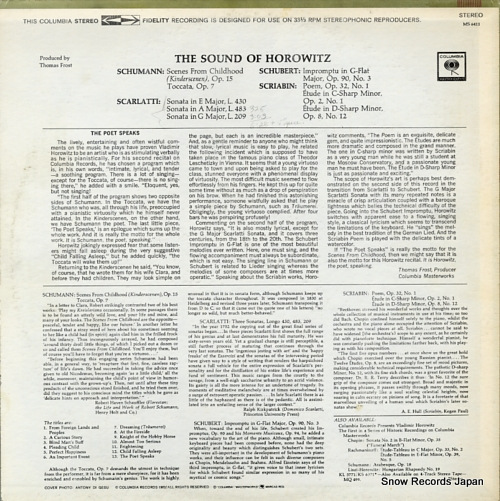 HOROWITZ, VLADIMIR the sound of horowitz MS6411