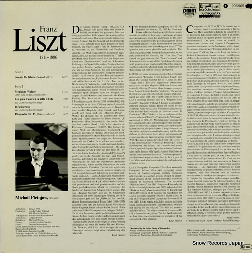 PLETNJOW, MICHAIL liszt; klavier-sonate h-moll / mephisto-walzer 205905-425
