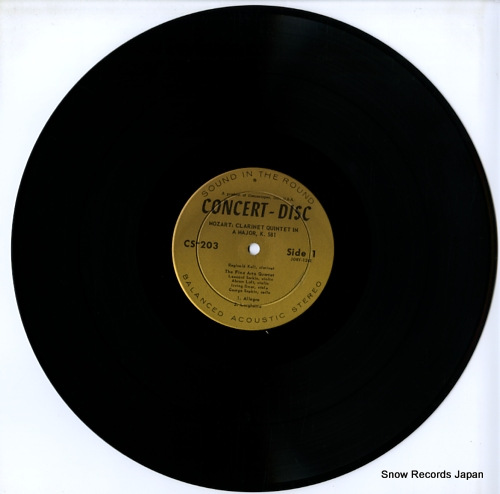 FINE ARTS QUARTET, THE, AND REGINALD KELL mozart; quintet for clarinet and strings in a major, k. 581 CS-203