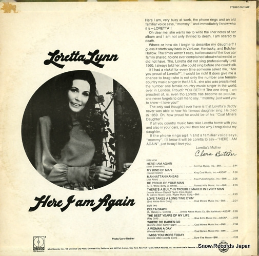 LYNN, LORETTA here i am again DL7-5381
