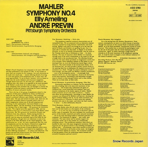 PREVIN, ANDRE mahler; symphony no.4 ASD3783