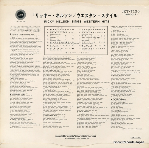 NELSON, RICKY sings western hits JET-7130