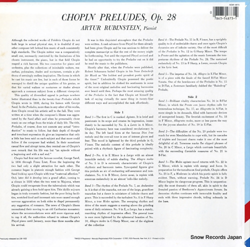 RUBINSTEIN, ARTUR chopin; preludes op. 28 AGM1-4873