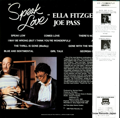 FITZGERALD, ELLA, AND JOE PASS speak love 28MJ3252