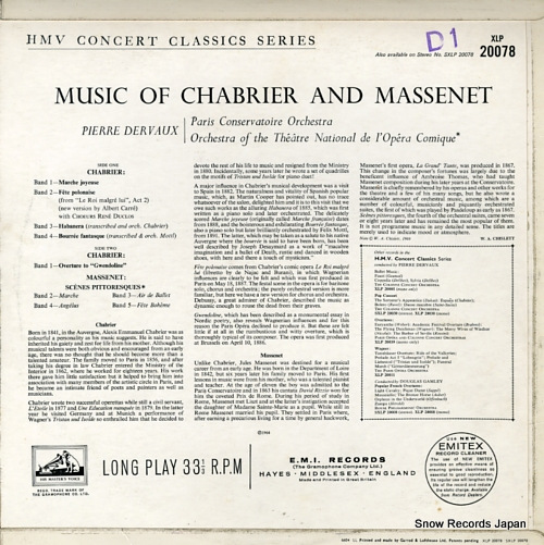 DERVAUX, PIERRE massenet; scenes pittoresques XLP20078