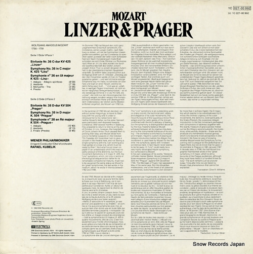 KUBELIK, RAFAEL mozart; linzer & prager 1C027-00992