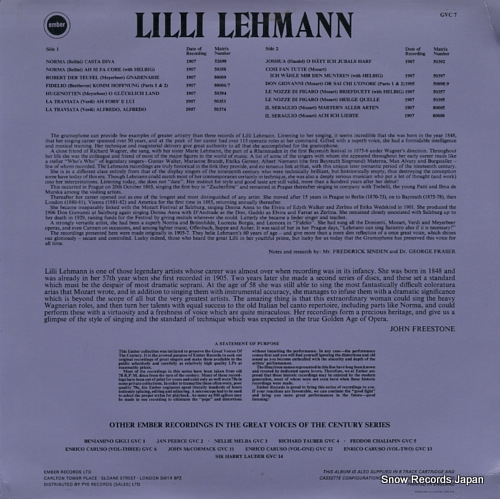 LEHMANN, LILLI great voices of the century GVC7