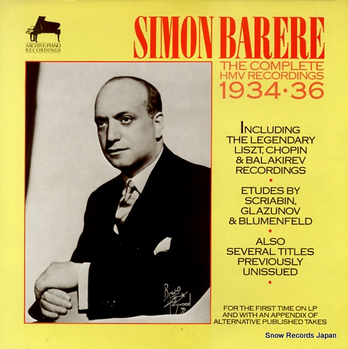 BARERE, SIMON the complete hmv recordings 1934.36 APR7001
