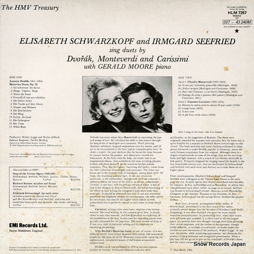 SCHWARZKOPF, ELISABETH, AND IRMGARD SEEFRIED dvorak; moravian duets HLM7267