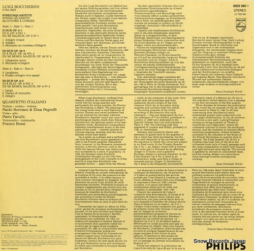 QUARTETTO ITALIANO boccherini; 3 streichquartette op.6/1 & 3-op.58/2 6503060
