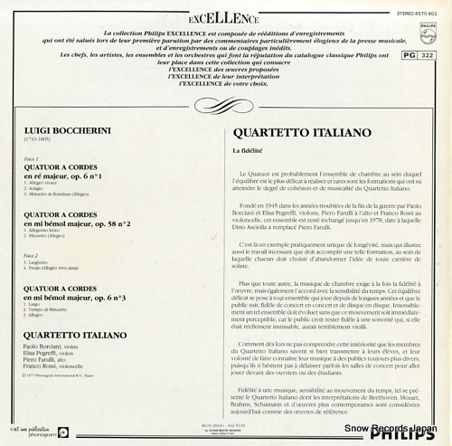 QUARTETTO ITALIANO boccherini; quatuors a cordes op.6, no.1 & 3 - op.58, no.2 6570802