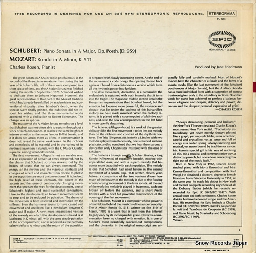 ROSEN, CHARLES schubert; sonata in a major, op. posth. (d.959) BC1255