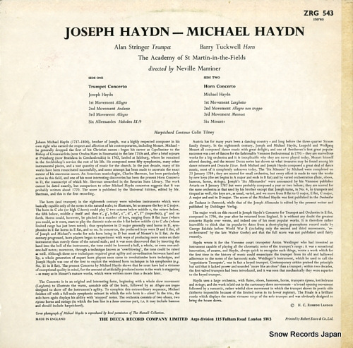 MARRINER, NEVILLE haydn; trumpet concerto ZRG543