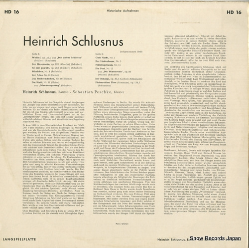 SCHLUSNUS, HEINRICH lieder von schubert und schumann HD16