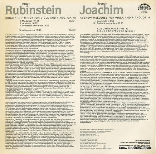 MALY, LUBOMIR rubinstein; viola sonata 11112475