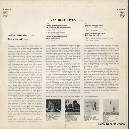 HASKIL, CLARA beethoven; sonaten fur violine und klavier A00409