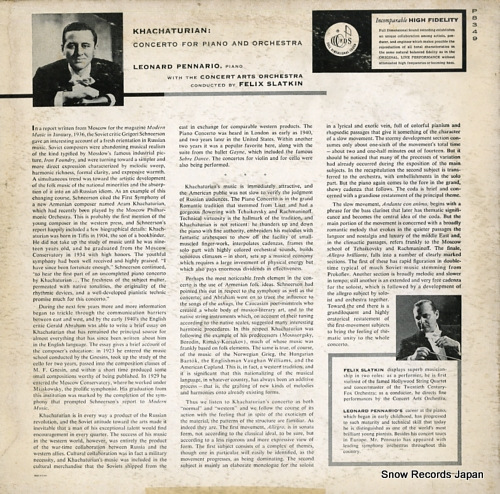 PENNARIO, LEONARD khachaturian; concerto for piano and orchestra P8349