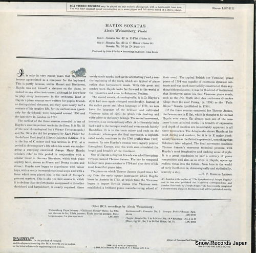 WEISSENBERG, ALEXIS weissenberg plays haydn sonatas LSC-3111