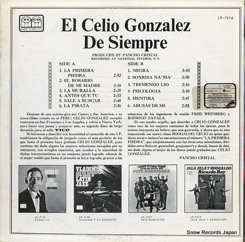 GONZALEZ, CELIO el celio de siempre LP-7218