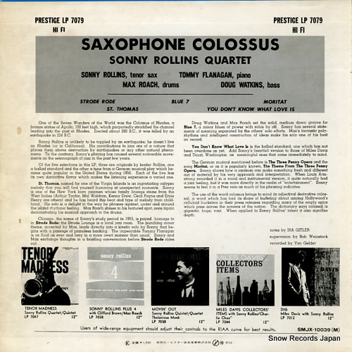 ROLLINS, SONNY saxophone colossus SMJX-10039(M)