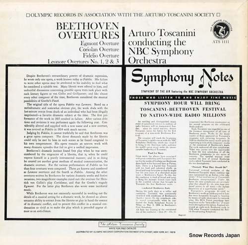 TOSCANINI, ARTURO beethoven overtures ATS1111