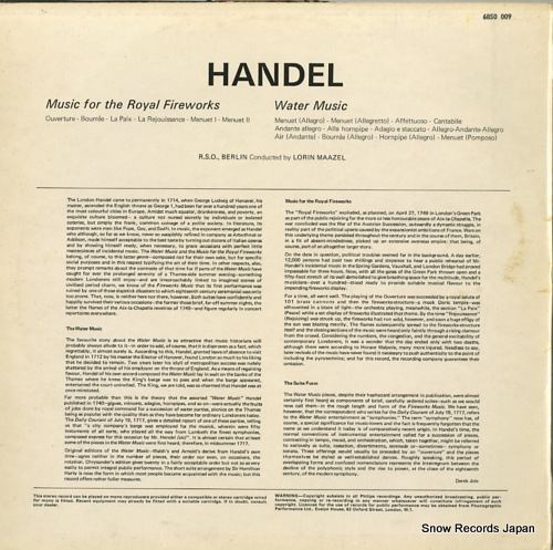 MAAZEL, LORIN handel; royal fireworks music 6850009