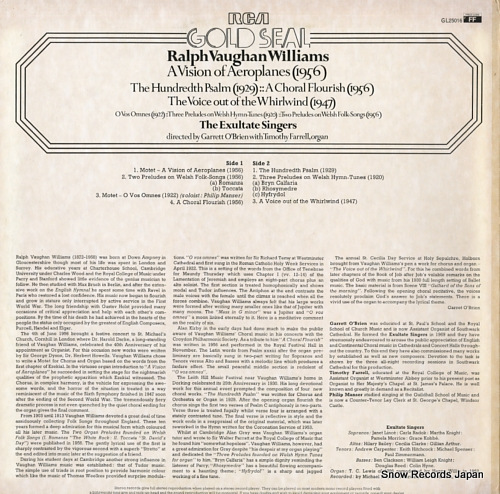EXULTATE SINGERS vaughan williams; a vision of aeroplanes GL25016