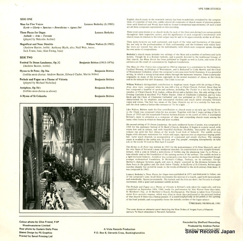 NORWICH CATHEDRAL CHOIR berkeley britten walton VPS1096