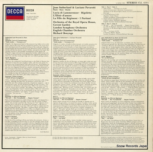 SUTHERLAND, JOAN / LUCIANO PAVAROTTI joan sutherland & luciano pavarotti - duet SXL6991