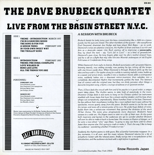 BRUBECK, DAVE live from the basin street n.y.c. EB402