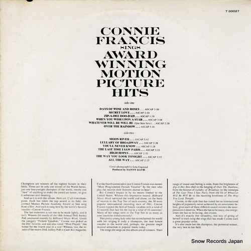 FRANCIS, CONNIE sings award winning motion picture hits T90027