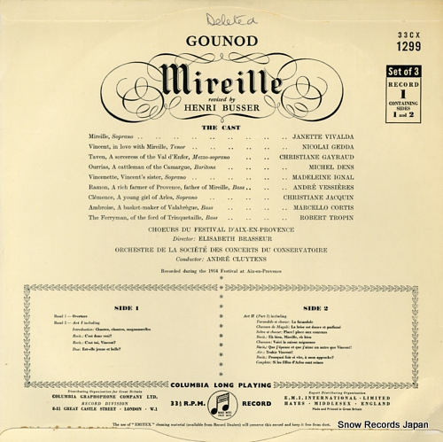 CLUYTENS, ANDRE gounod; mireille 33CX1299