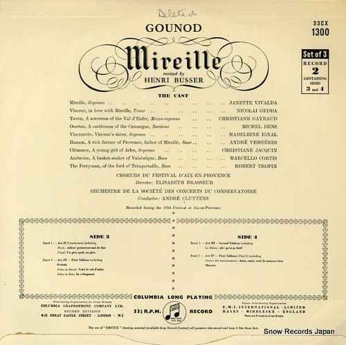 CLUYTENS, ANDRE gounod; mireille 33CX1300