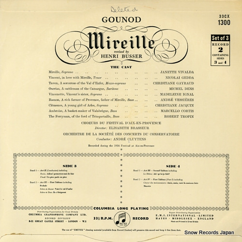 ɥ졦奤 gounod; mireille 33CX1300