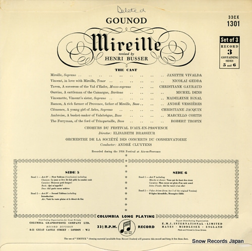 ɥ졦奤 gounod; mireille 33CX1301