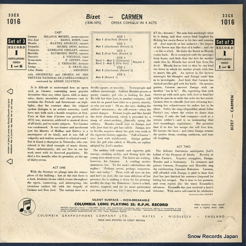 CLUYTENS, ANDRE bizet; carmen 33CX1016