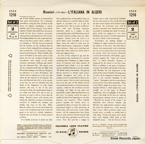 GIULINI, CARLO MARIA rossini; l'italiana in algeri 33CX1216