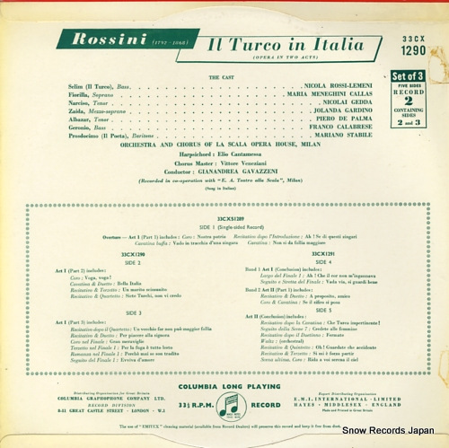 GAVAZZENI, GIANANDREA rossini; il turco in italia 33CX1290