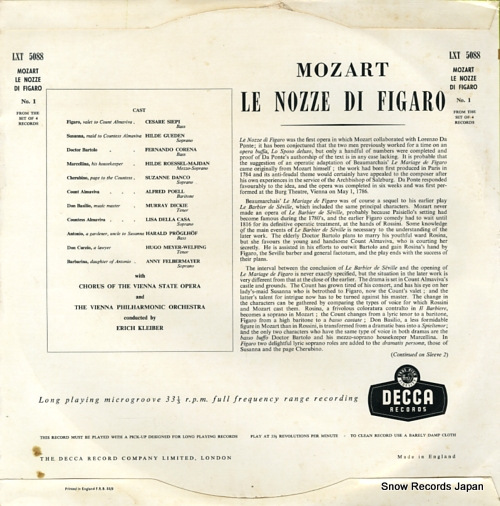 KLEIBER, ERICH mozart; le nozze di figaro LXT5088