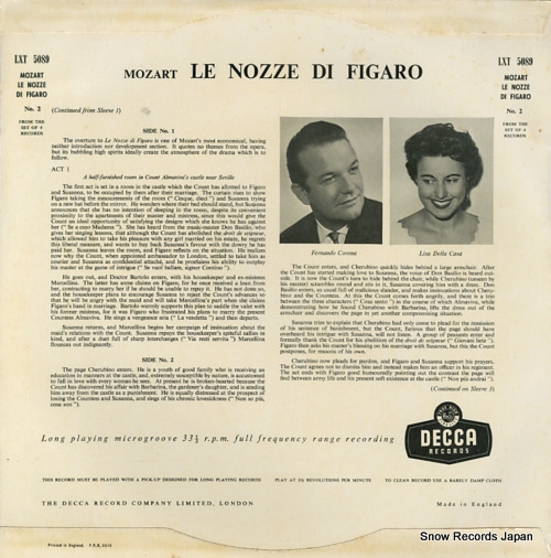 KLEIBER, ERICH mozart; le nozze di figaro LXT5089