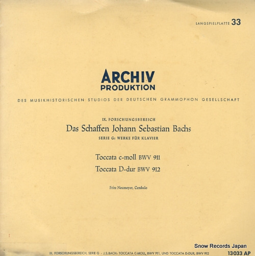NEUMEYER, FRITZ bach; toccata c-moll bwv 911 / d-dur bwv912 13033AP