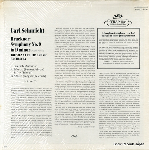 SCHURICHT, CARL bruckner; symphony no.9 in d minor S-60047