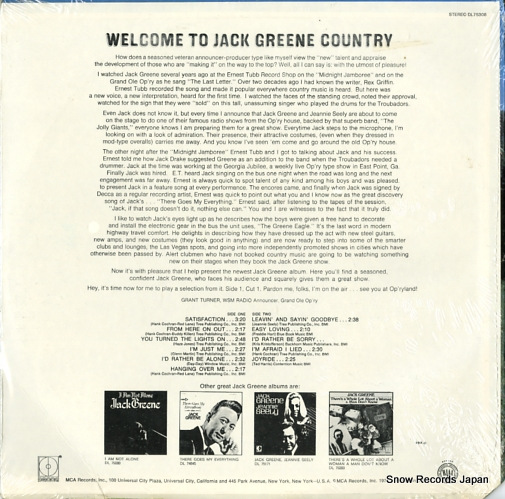 GREENE, JACK greene country DL75308