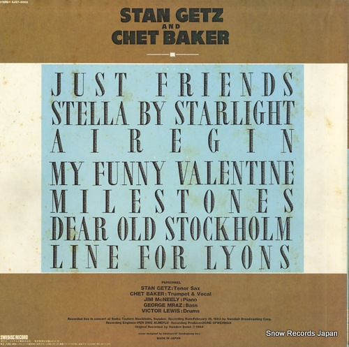 GETZ, STAN, AND CHET BAKER line for lyons SJ27-5005