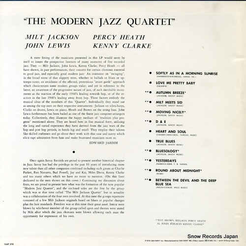 MODERN JAZZ QUARTET, THE modern jazz quartet 15AP214