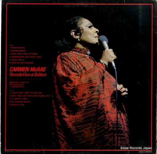 MCRAE, CARMEN recorded live at bubba's KUX-163-B
